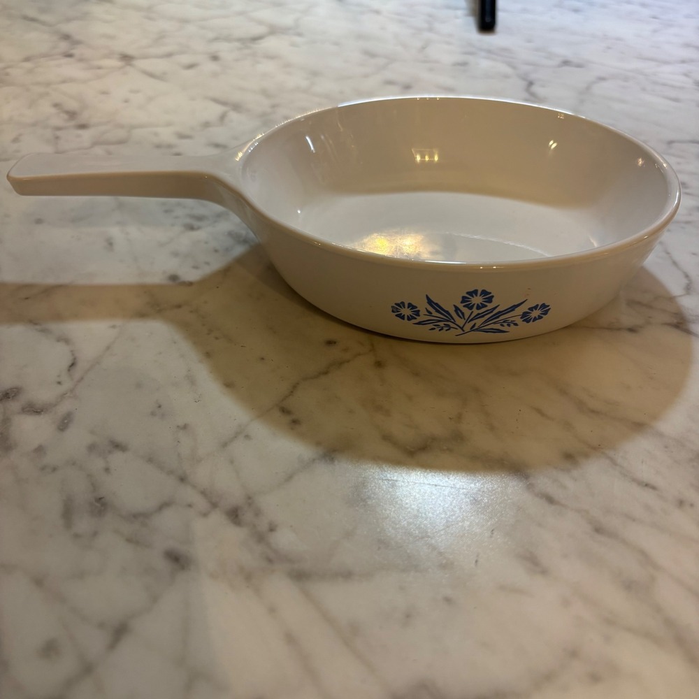 Vintage Corning Ware Cornflower Blue 6.5 Inch Skillet P-83-B White Pyroceram Pan